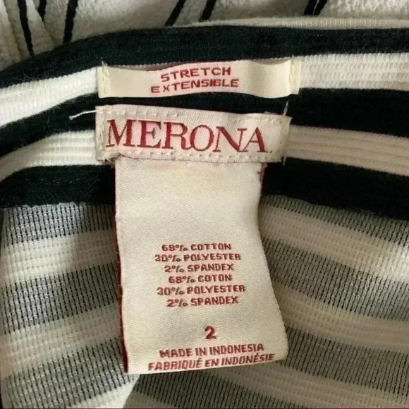 Merona black and white striped midi pencil skirt with zipper - Picture 4 of 5